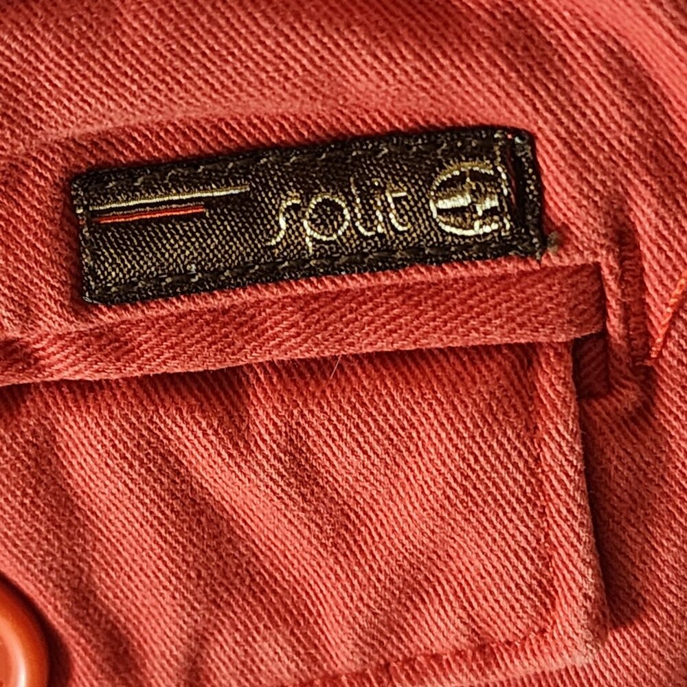 Split Red Cotton Mini Skirt | Y2K Retro Back Pocket Button Detail | Size 5 - Picture 7 of 10